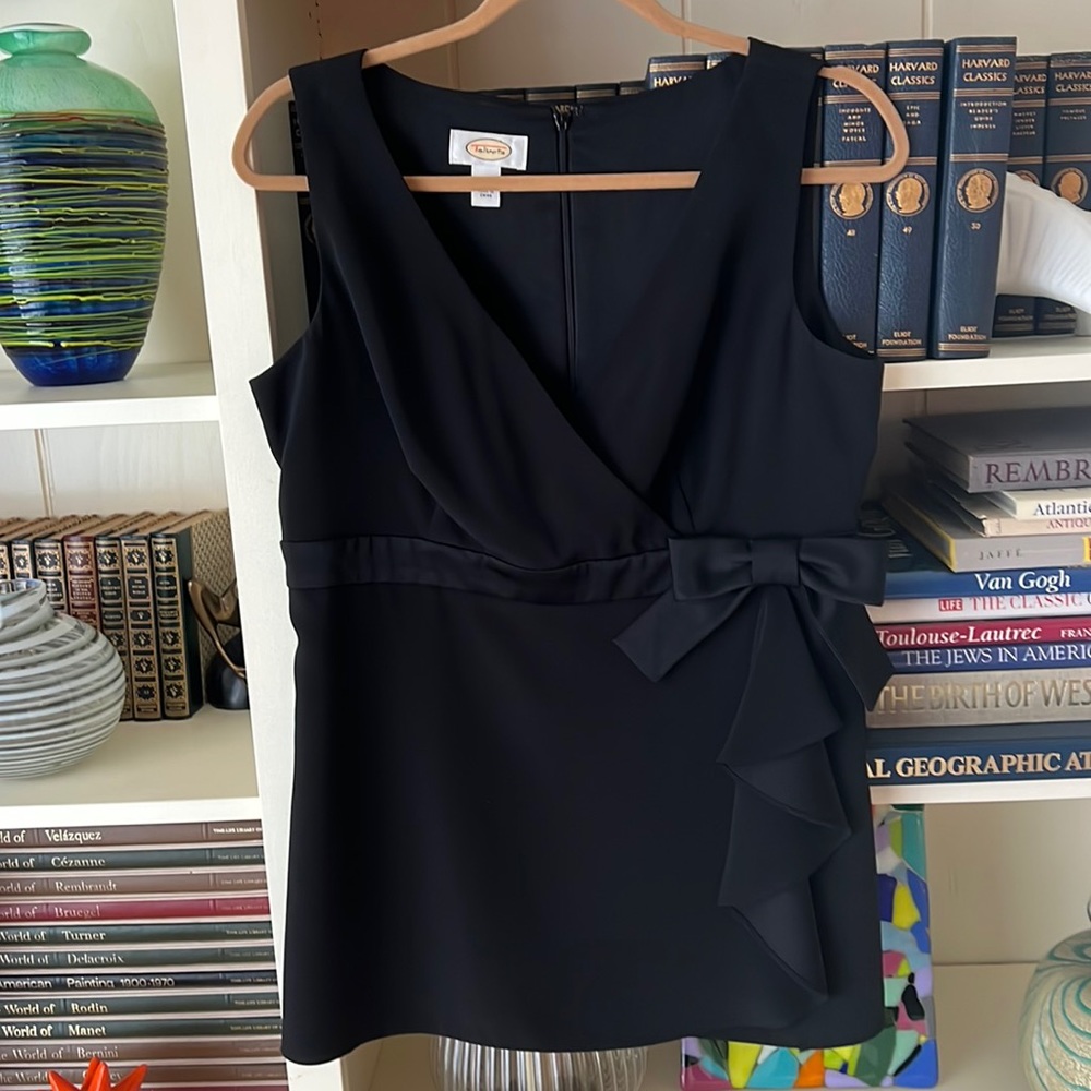 Talbots black wide leg pants with matching faux wrap sleeveless top